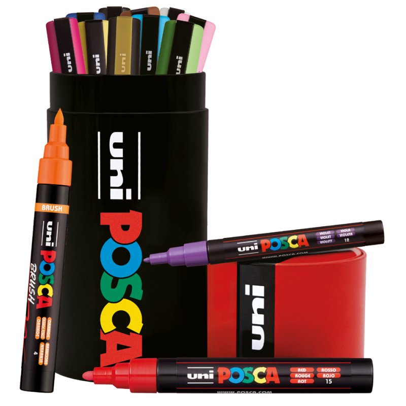 POSCA marqueurs à pigment set, coffret métallique, 13 pièces, assortiment coloré